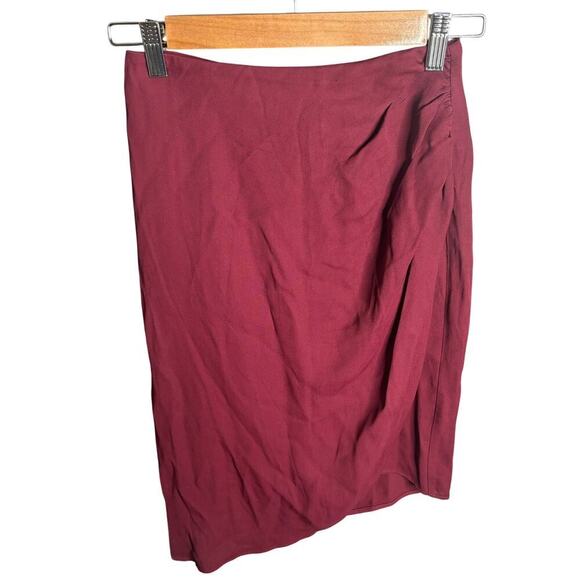 & Other Stories Ruched Stretch Twill Skirt Red Size 0 - Picture 1 of 3
